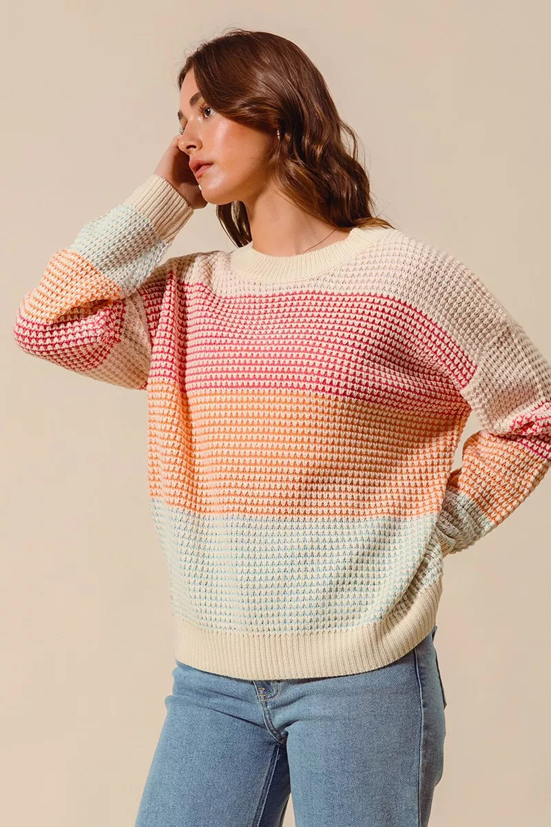 Multi Color Long Sleeve Sweater - Liss & Lex