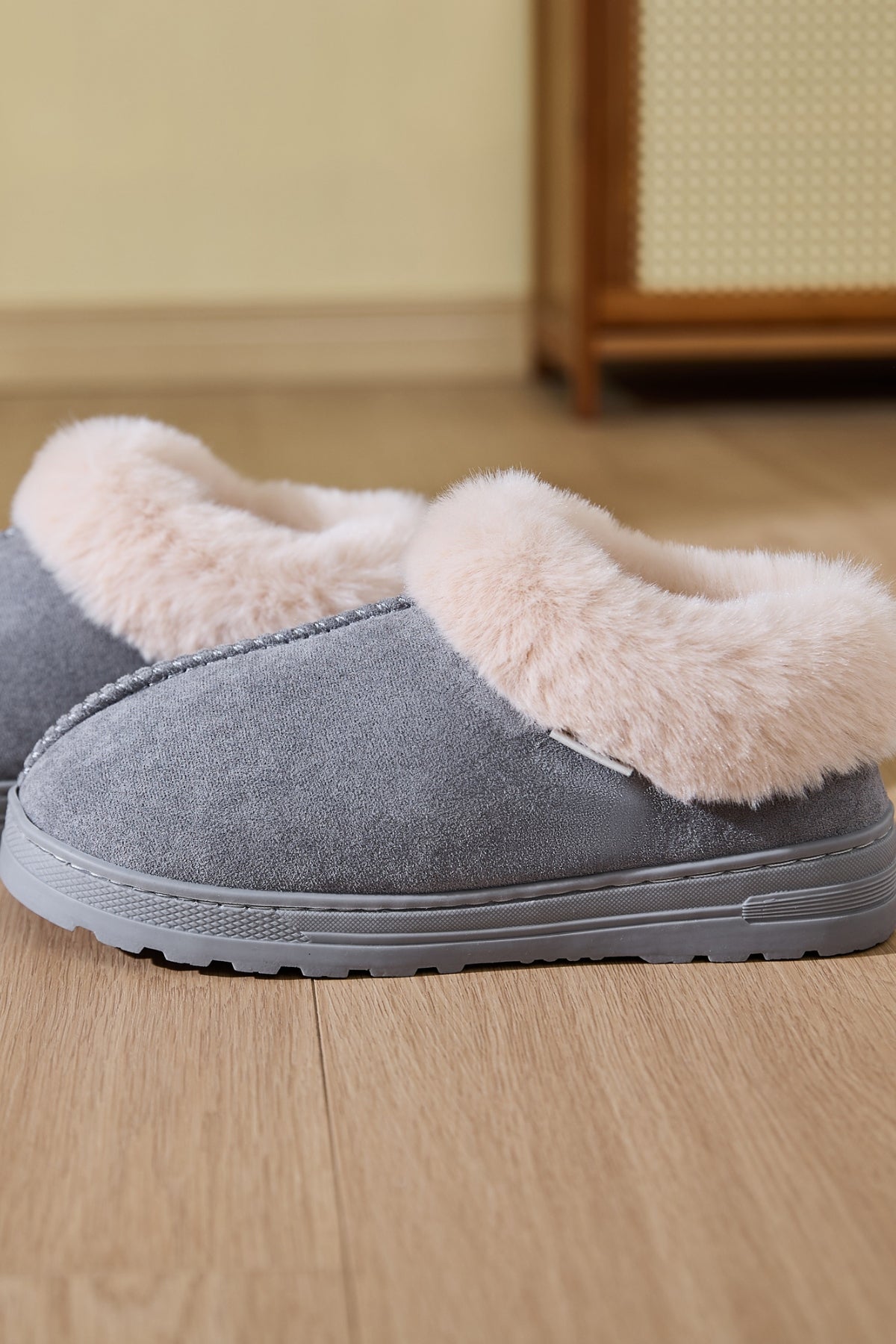Faux Fur Platform Slippers