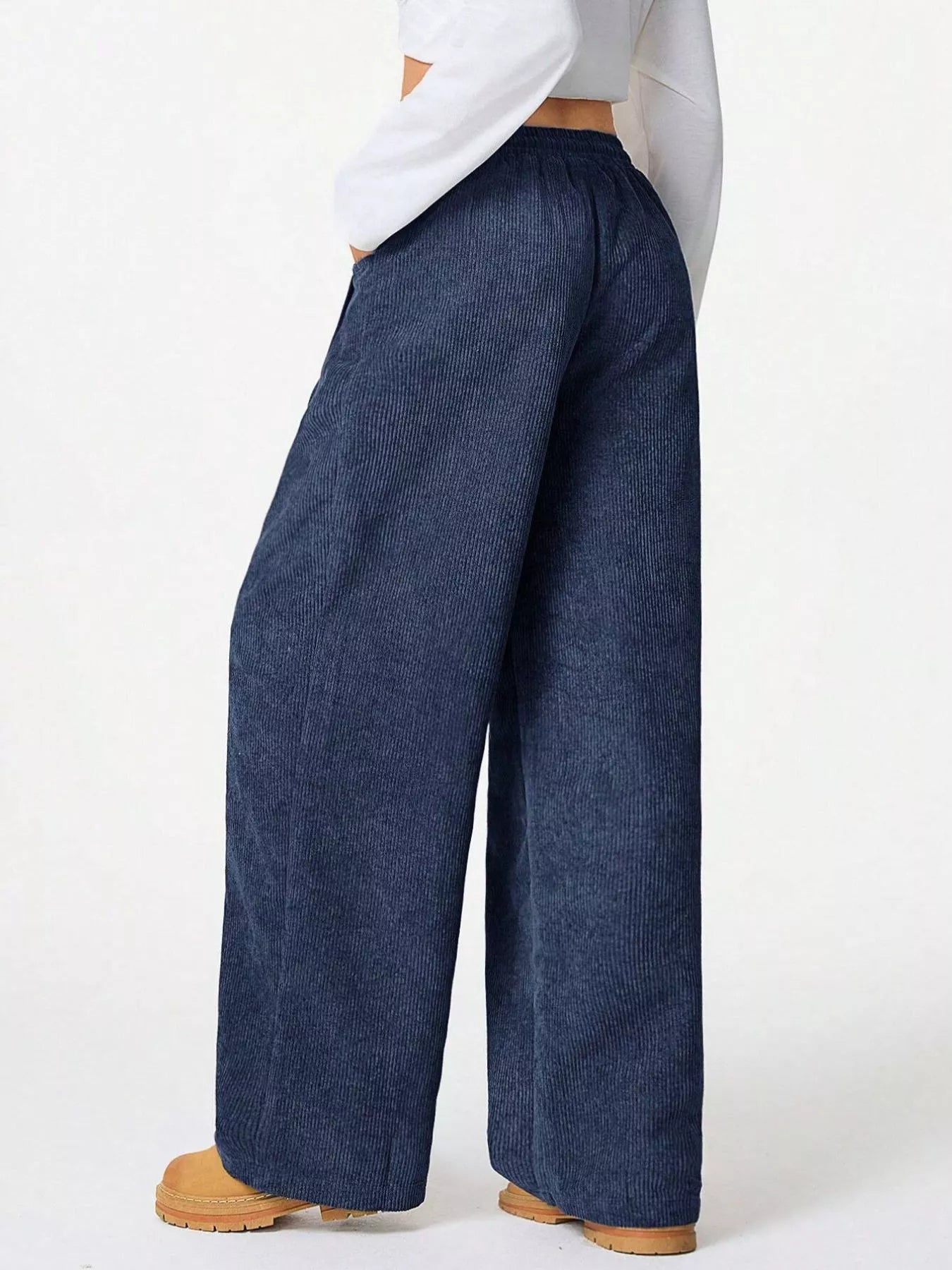 Wide Leg Corduroy Drawstring Pants - Liss & Lex
