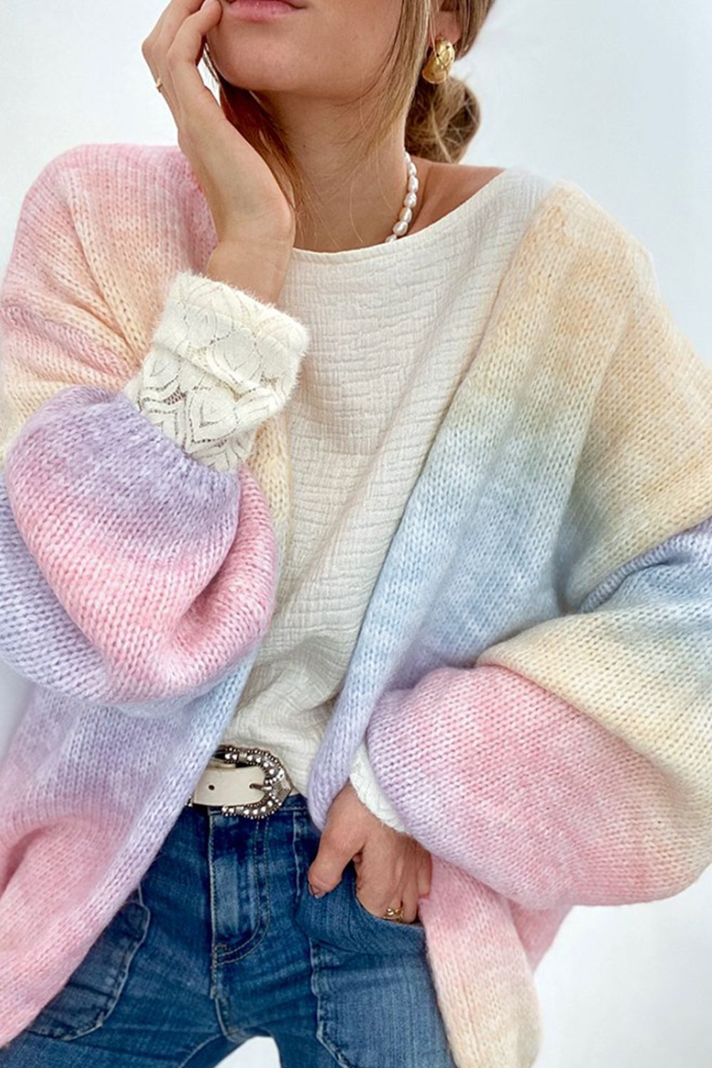 Gradient Open Front Soft Cardigan