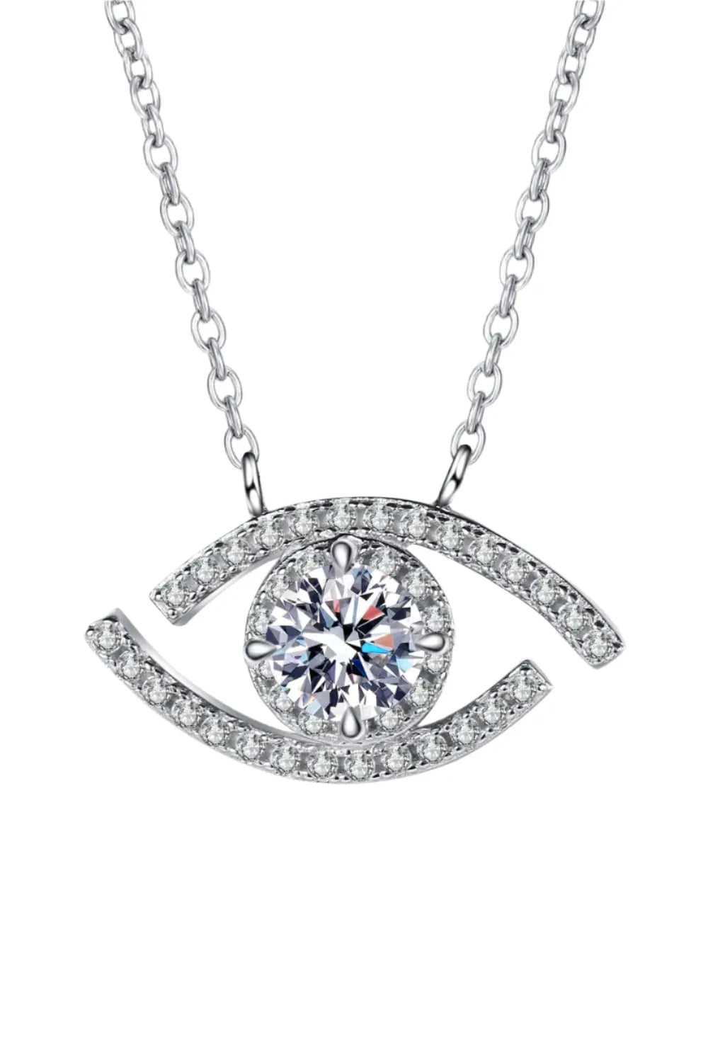 Moissanite Evil Eye Sterling Silver Necklace - Liss & Lex