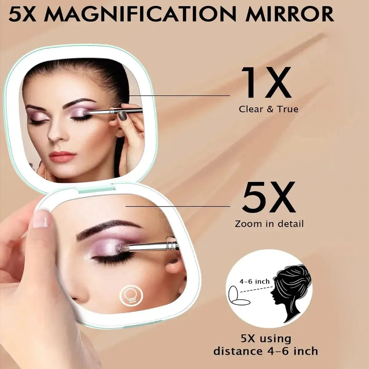Lighted Dimmable Travel Mirror - Liss & Lex
