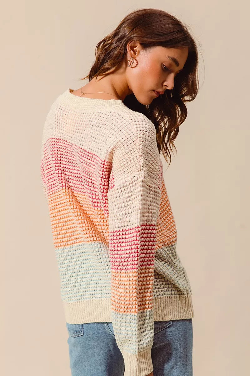 Multi Color Long Sleeve Sweater - Liss & Lex