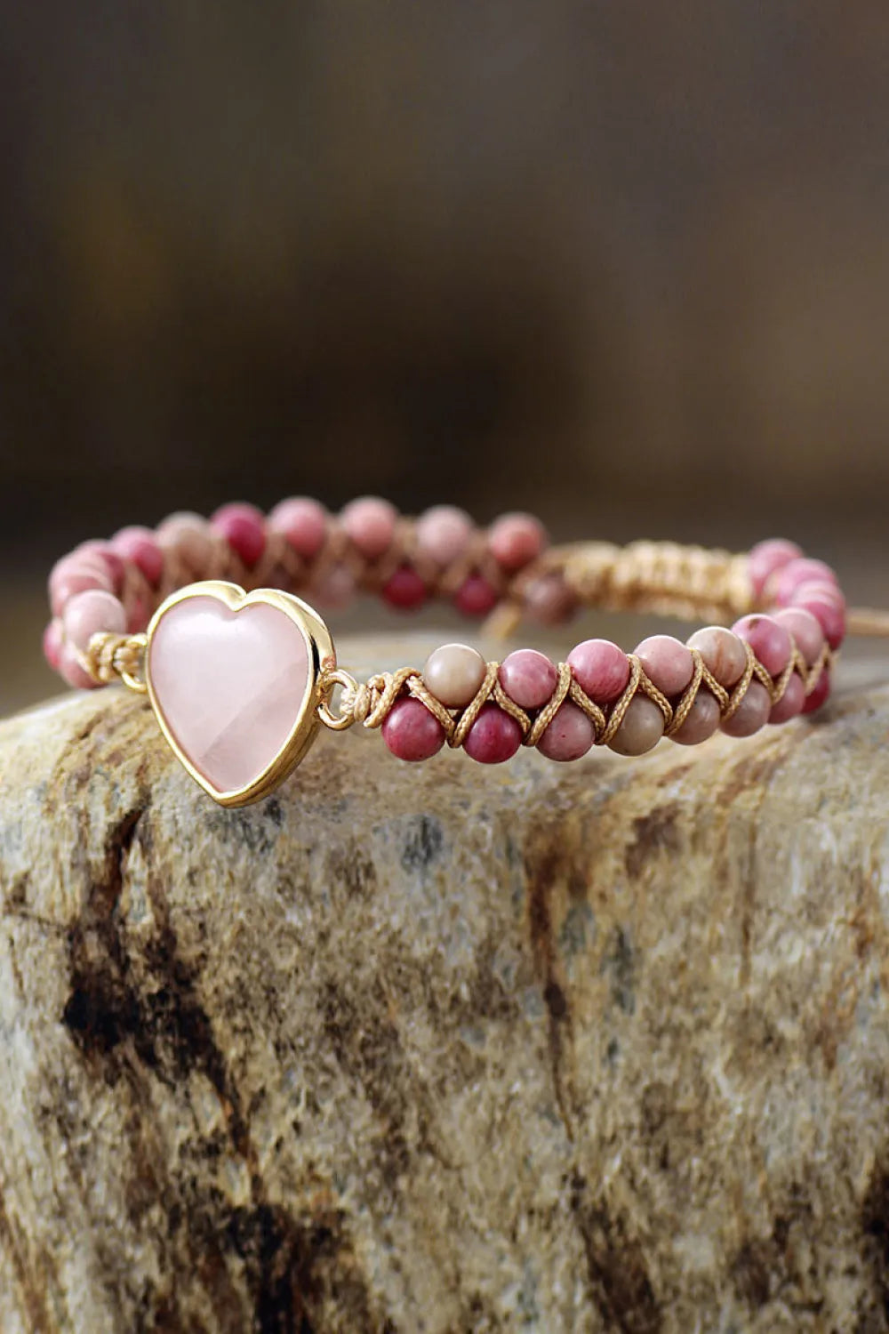 Rose Quartz Heart Beaded Bracelet - Liss & Lex
