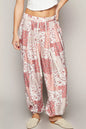 Drawstring Floral Patchwork Wide leg Pants - Liss & Lex