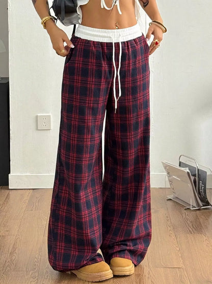 Plaid Wide-Leg Pants - Liss & Lex