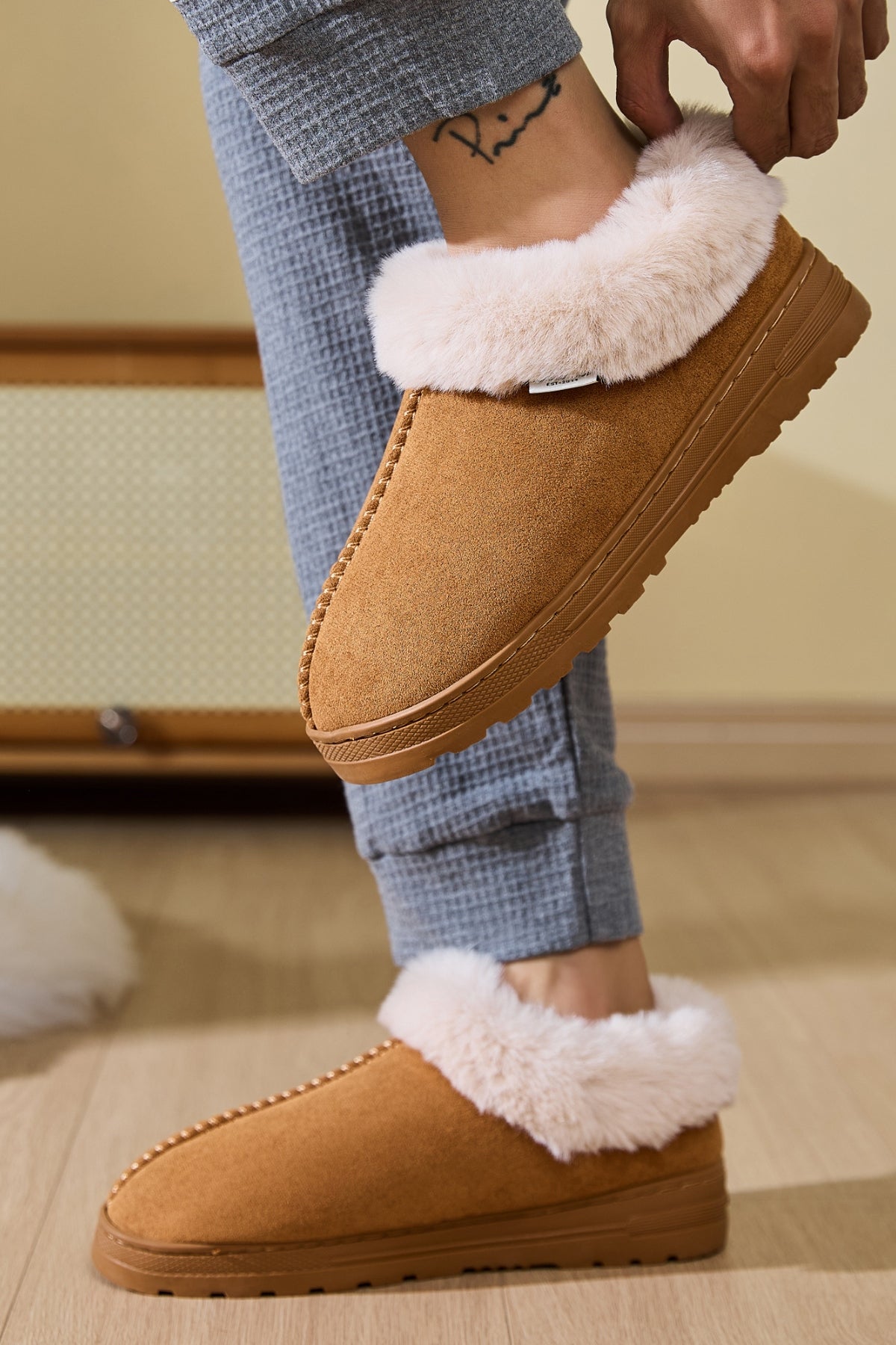 Faux Fur Platform Slippers
