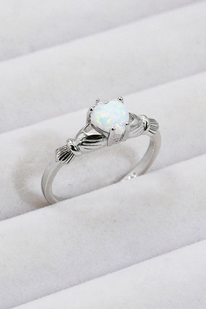 Claddagh Opal Heart Ring