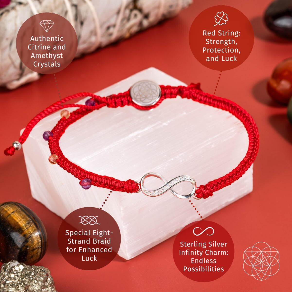 Infinite Prosperity - Eight-Strand Red String Bracelet - Liss & Lex