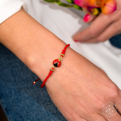 Lucky Ladybug - Four-Strand Red String Bracelet - Liss & Lex