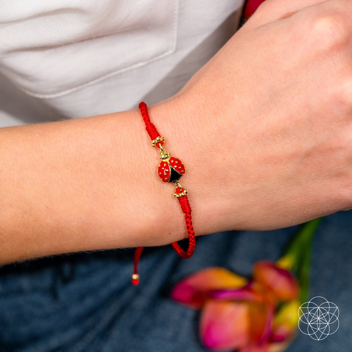 Lucky Ladybug - Four-Strand Red String Bracelet - Liss & Lex